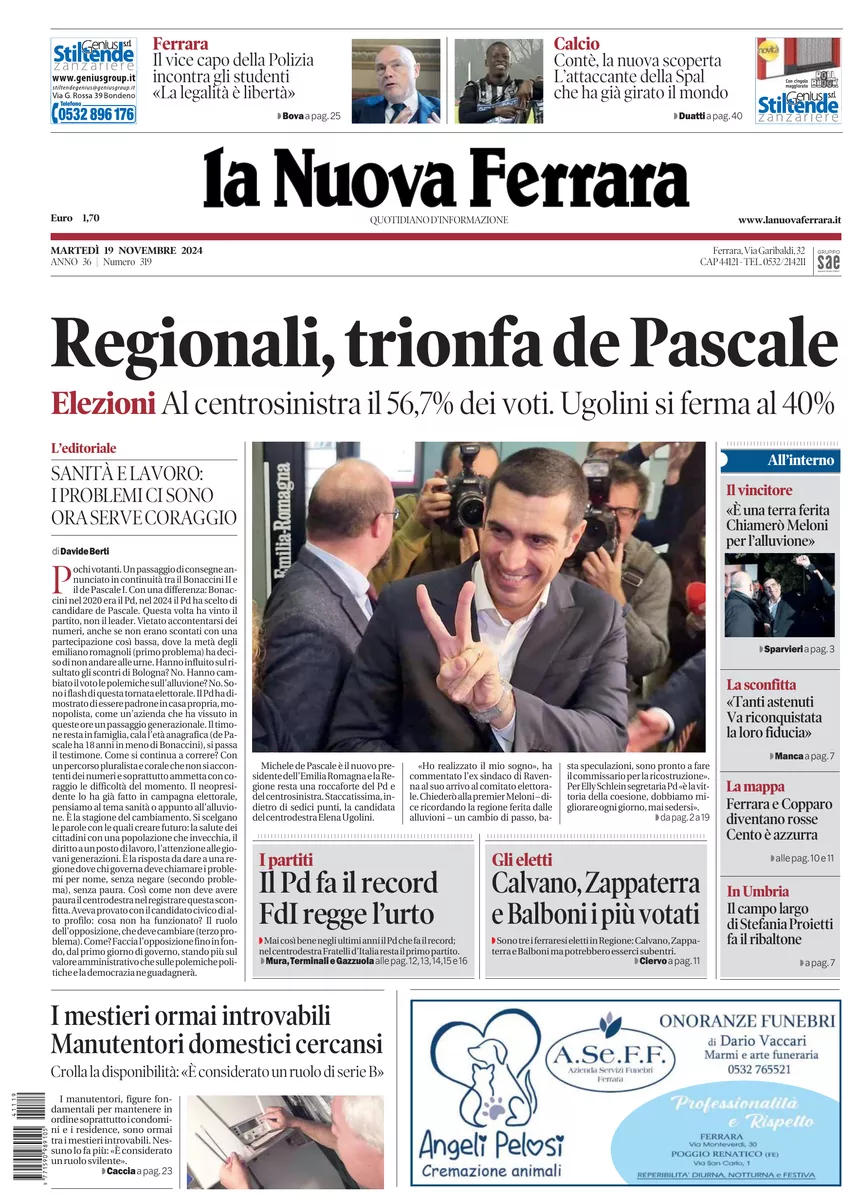 Prima-pagina-nuova ferrara-oggi-edizione-del-2024-11-19